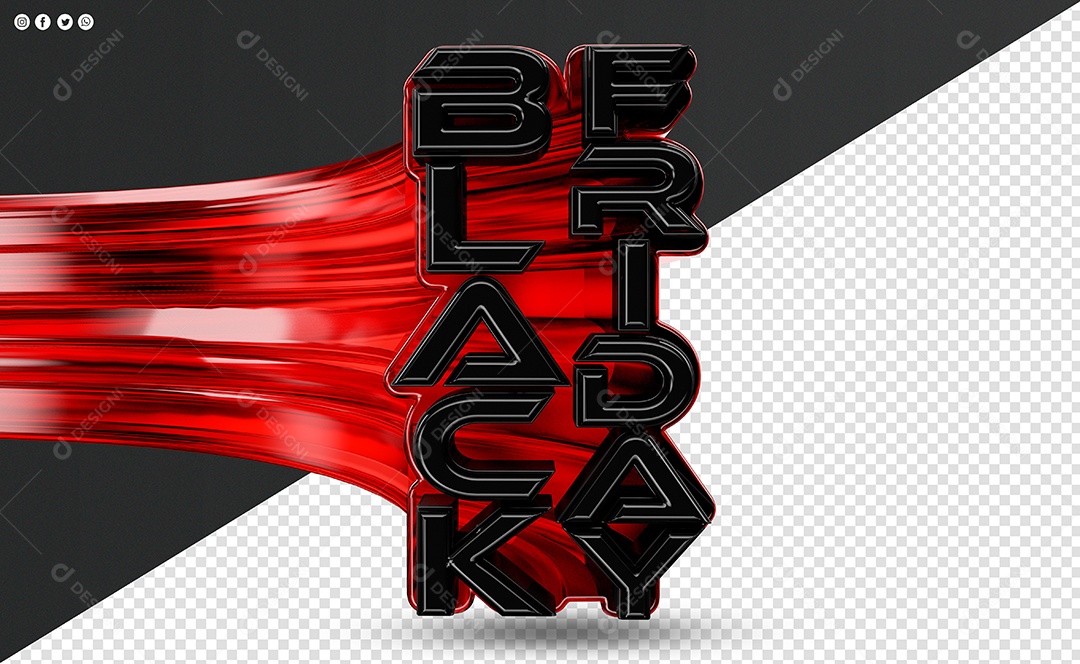 Black Friday Selo 3D Preto e Vermelho para Composição PSD