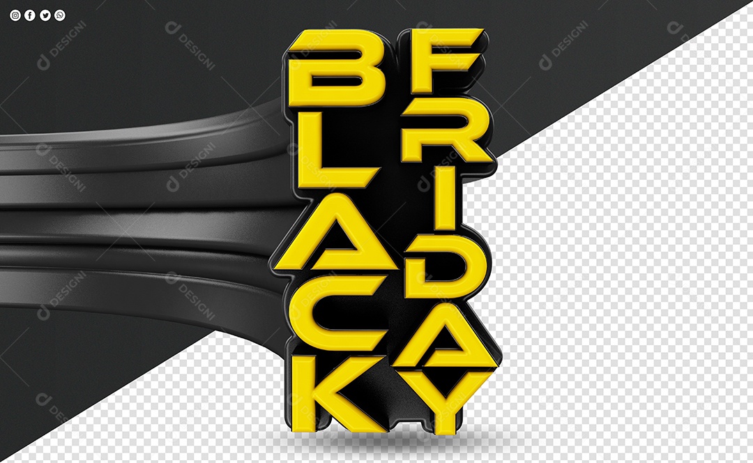 Black Friday Selo 3D Amarelo para Composição PSD