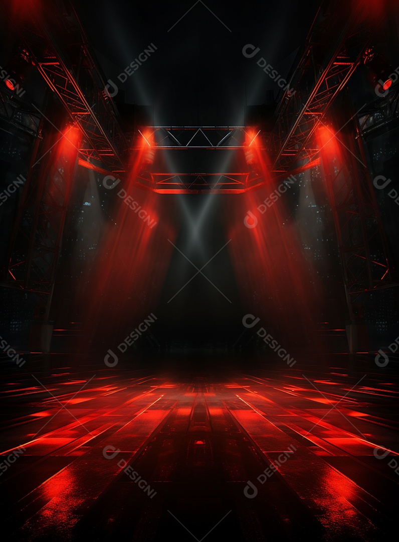 Pano de fundo com iluminação de holofotes vermelhos para folhetos imagem realista ultra hd design alto