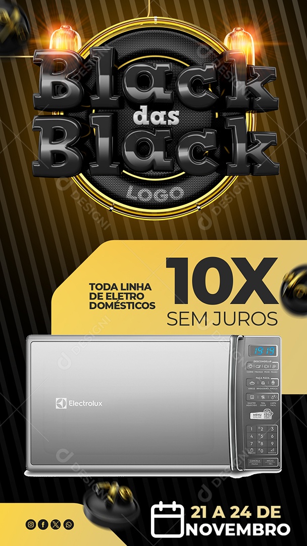 Story Feirão Black das Black Microondas Loja Eletrodomésticos 10x Sem Juros Social Media PSD Editável