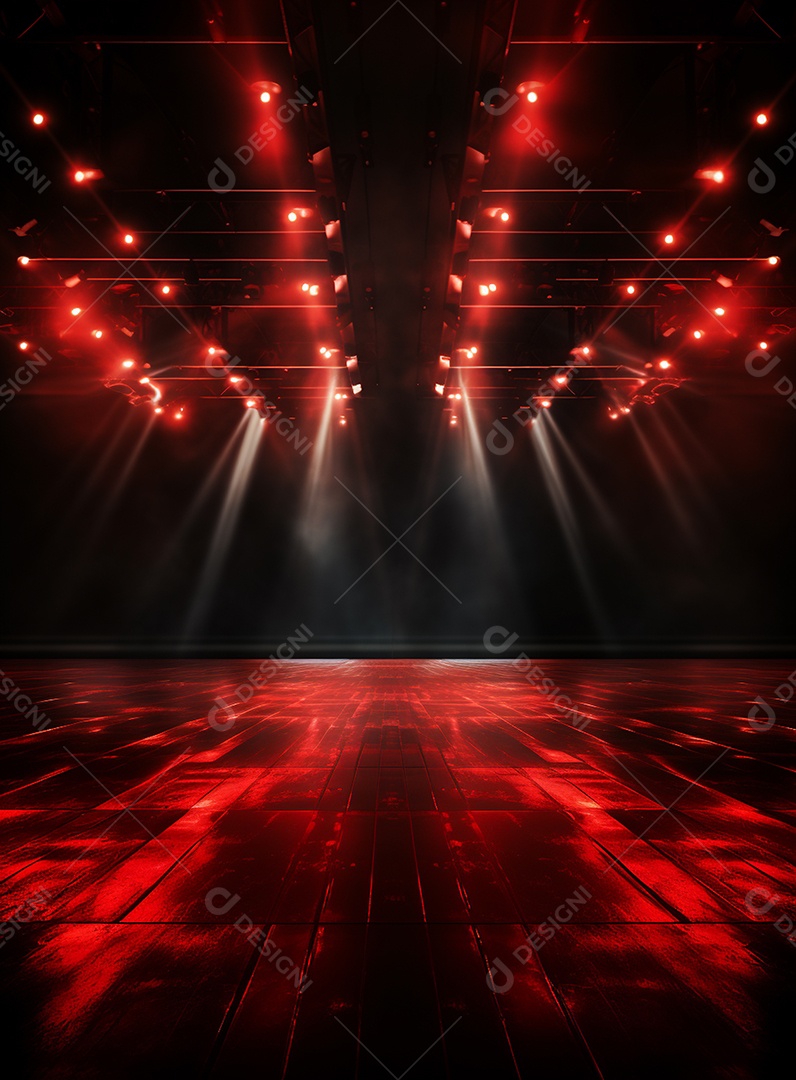 Pano de fundo com iluminação de holofotes vermelhos para folhetos imagem realista ultra hd design altocenário