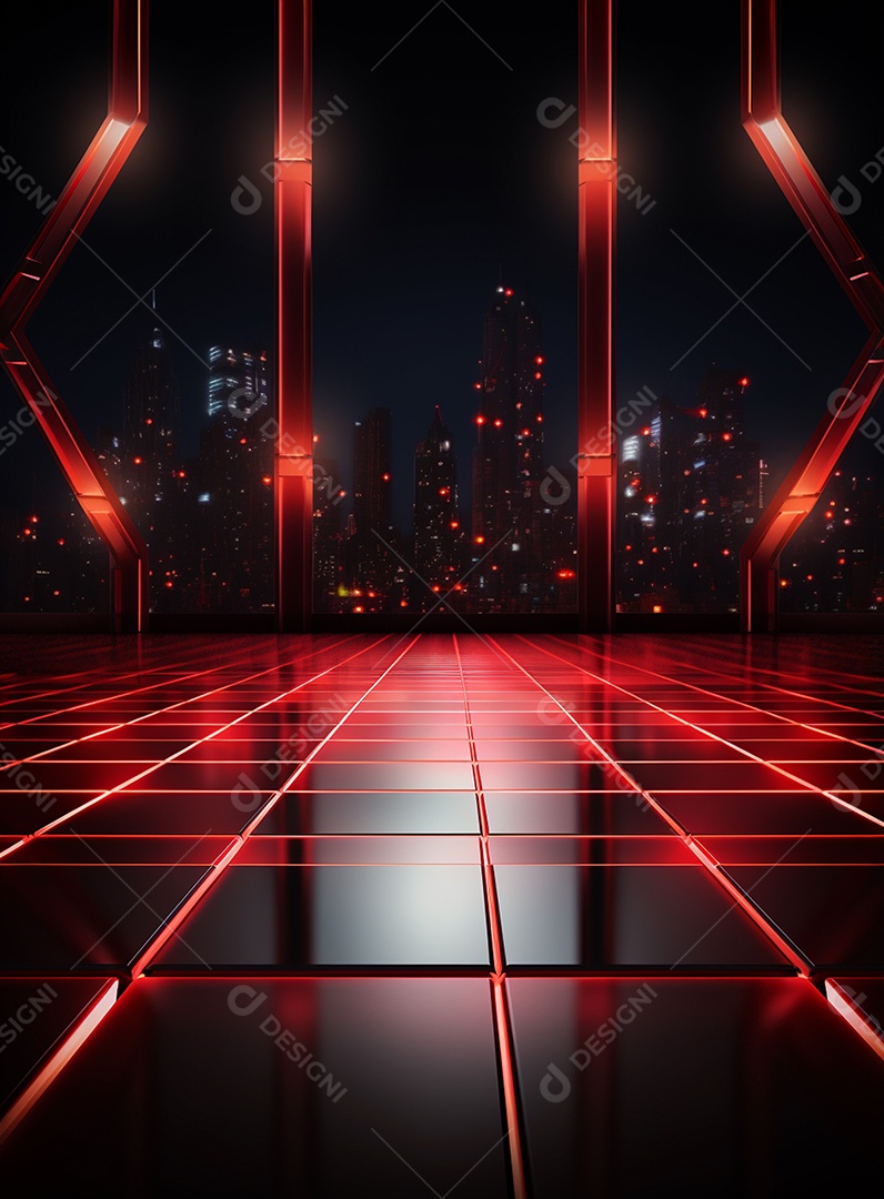 Pano de fundo com iluminação de holofotes vermelhos para folhetos imagem realista ultra hd design alto