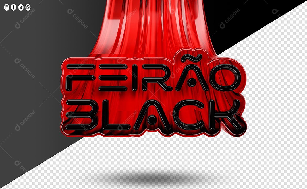 Feirão Black Selo 3D Preto e Vermelho para Composição PSD