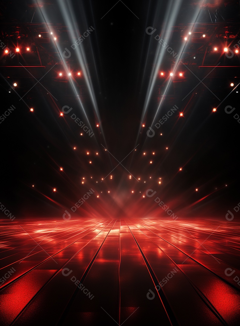 Pano de fundo com iluminação de holofotes vermelhos para folhetos imagem realista ultra hd design alto