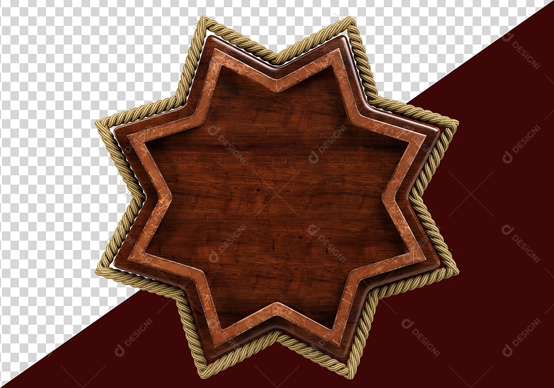 Base de Madeira Base de Texto Forma de Estrela Elemento 3D para Composição PSD