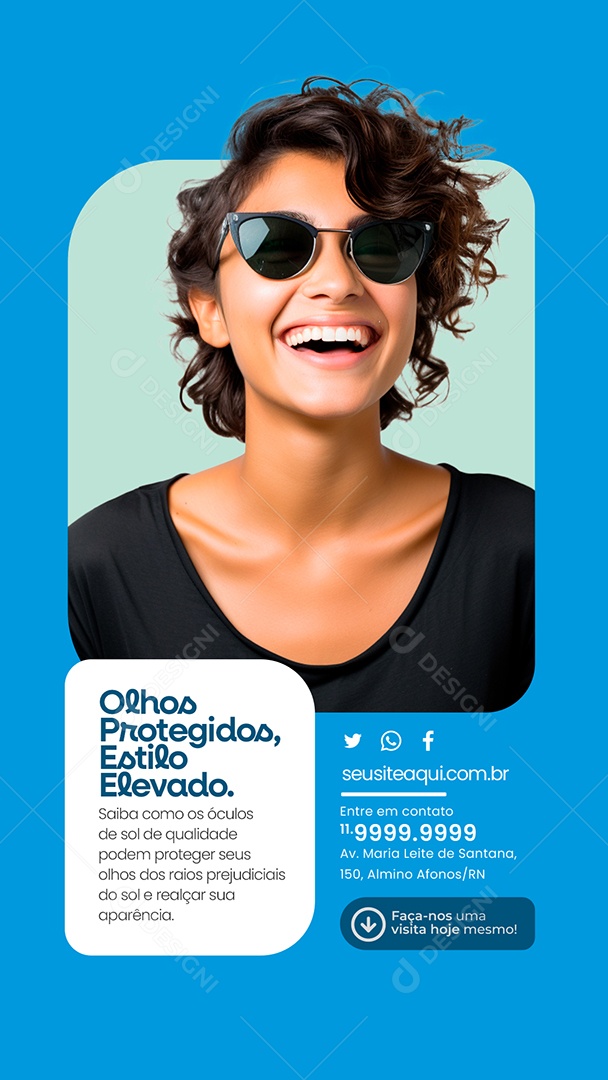 Story Ótica Olhos Protegidos Estilo Elevado Faça nos uma Visita Hoje Mesmo Social Media PSD Editável