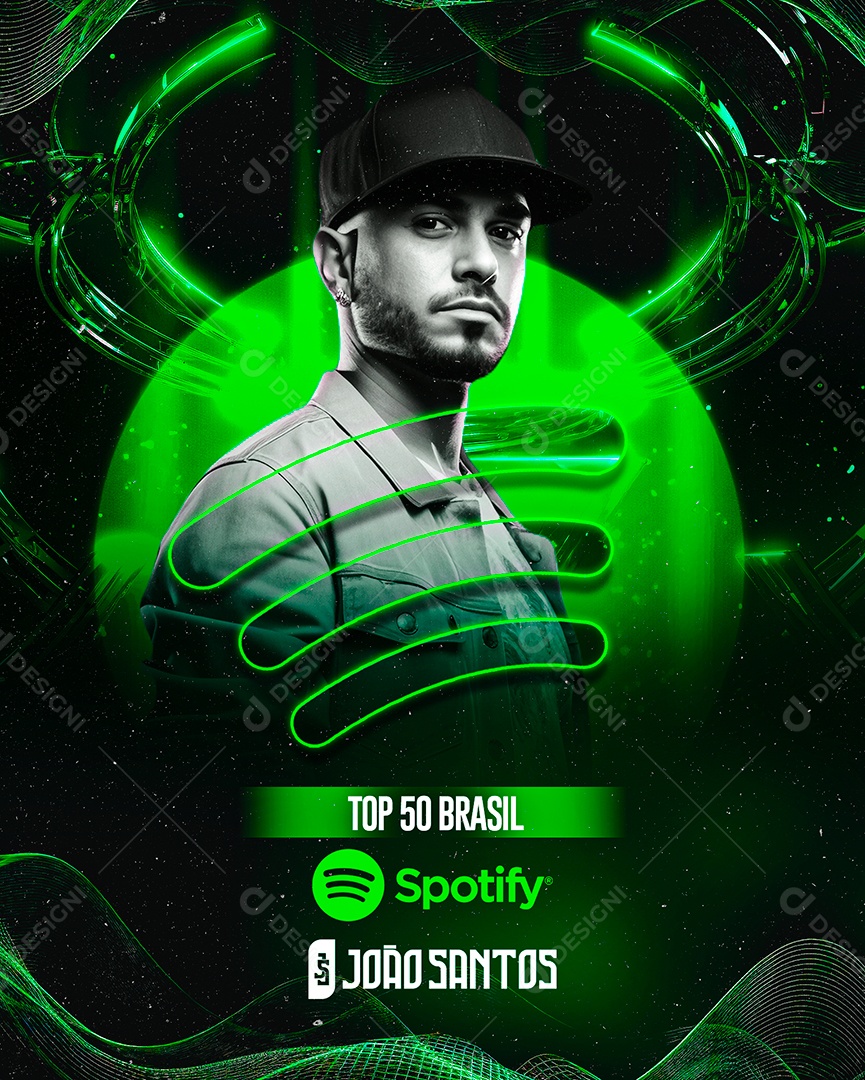 Flyer Top 50 Brasil Spotify João Santos Social Media PSD Editável