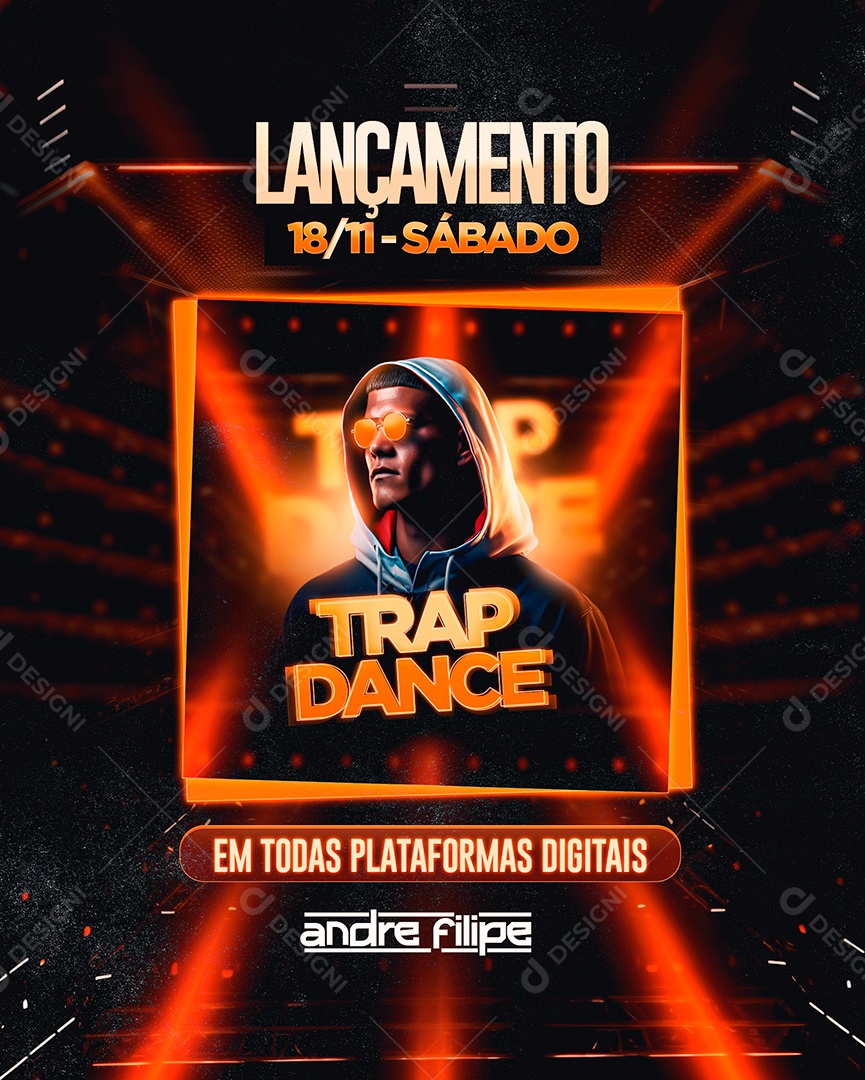 Flyer Trap Dance em Todas Plataformas Digitais Andre Filipe Social Media  PSD Editável