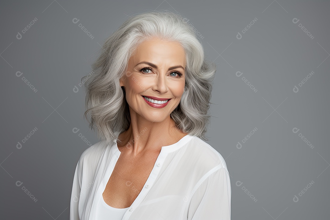 Uma linda mulher da terceira idade sorridente