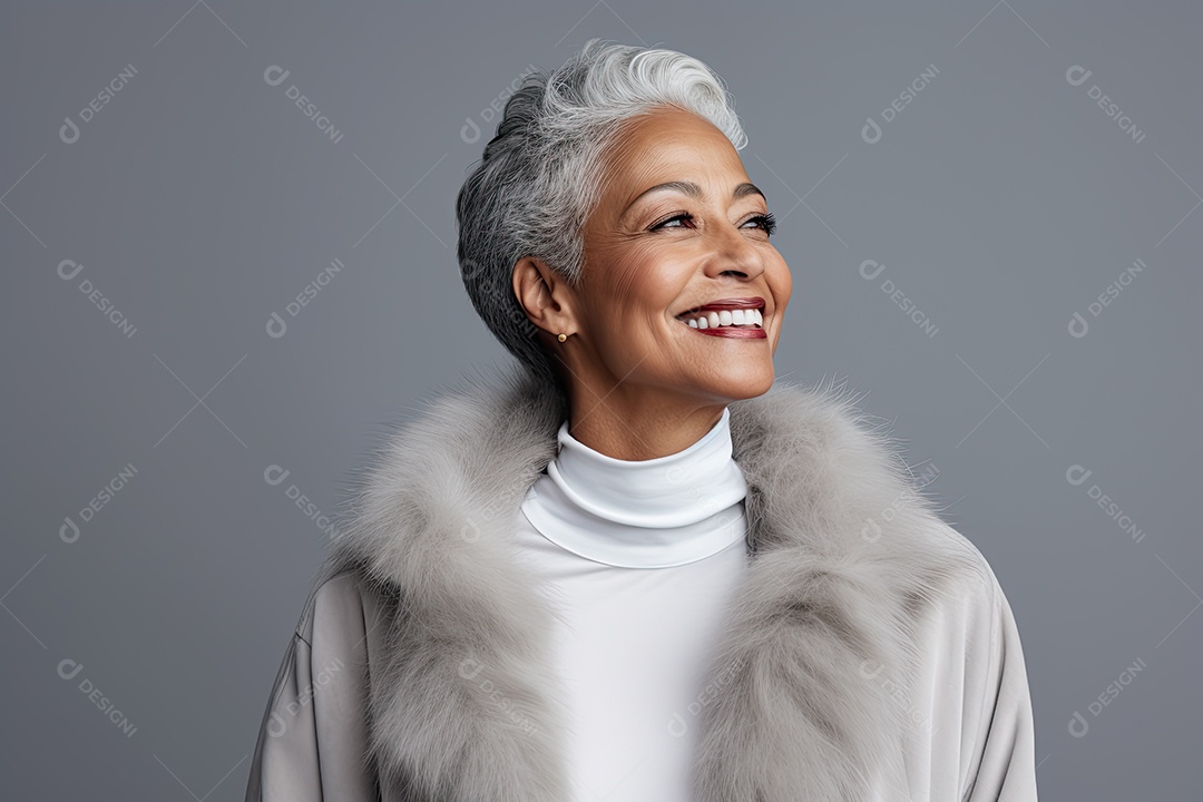 Uma charmosa mulher grisalha elegante