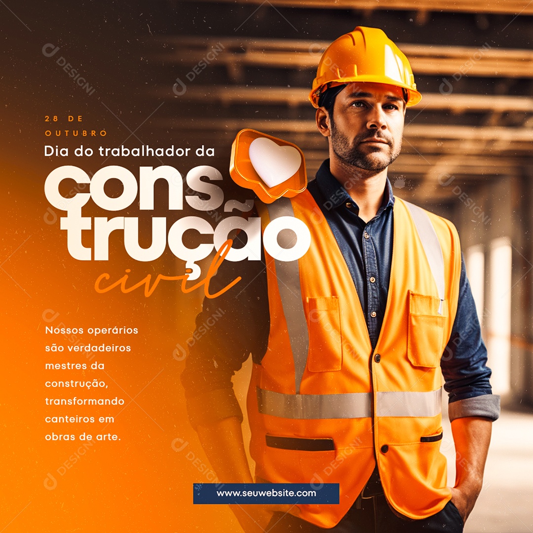Feed 28 De Outubro Dia Do Trabalhador Da Construção Civil Social Media PSD Editável