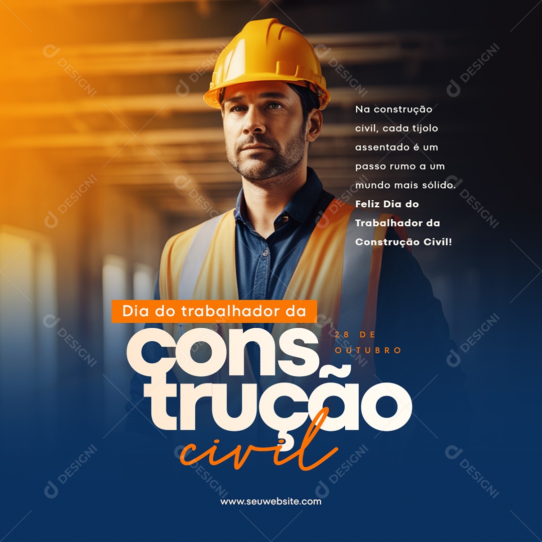 Feed Dia Do Trabalhador Da Construção Civil Social Media PSD Editável