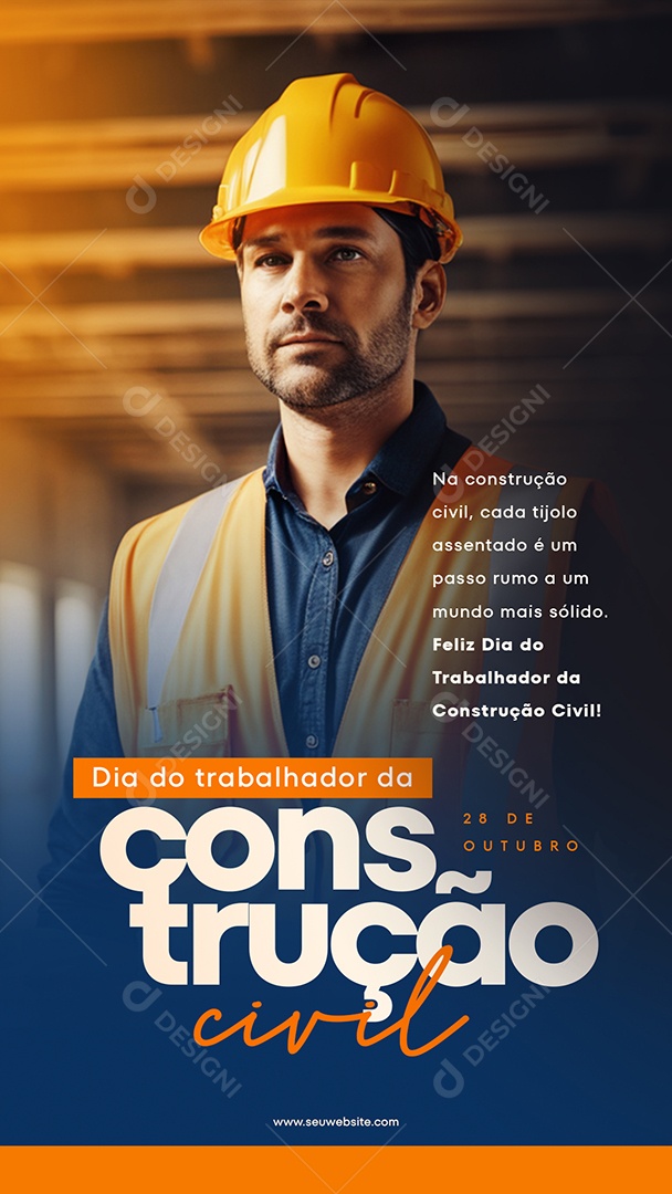 Social Media Story Dia Do Trabalhador Da Construção Civil 28 De Outubro PSD Editável
