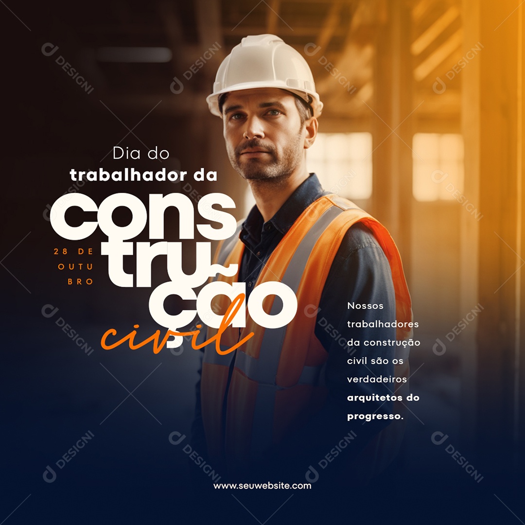 Feed Verdadeiros Arquitetos Dia Do Trabalhador Da Construção Civil Social Media PSD Editável