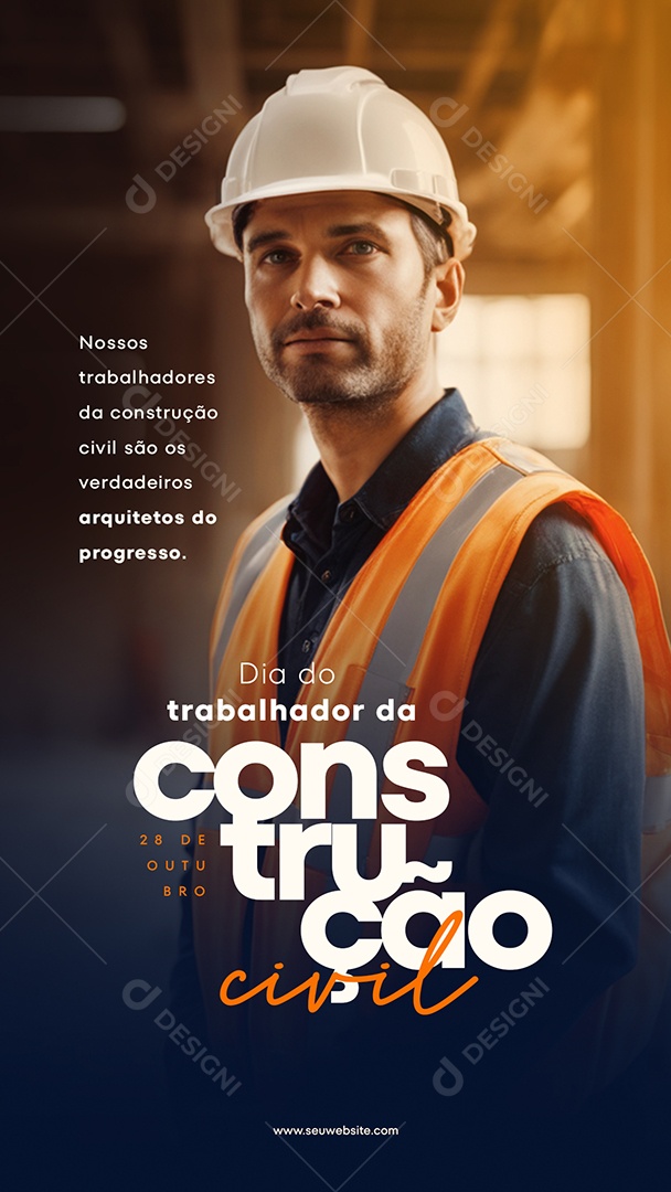 Social Media Story Dia Do Trabalhador Da Construção Civil Arquitetos PSD Editável