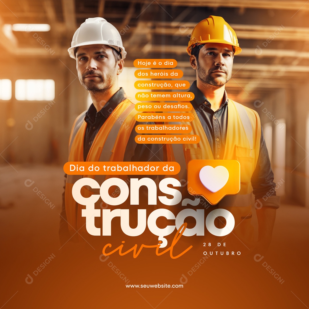 Feed Dia Do Trabalhador Da Construção Civil Peso Ou Desafio Social Media PSD Editável