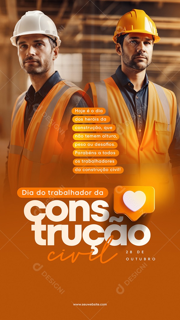 Social Media Story Dia Do Trabalhador Da Construção Civil PSD Editável
