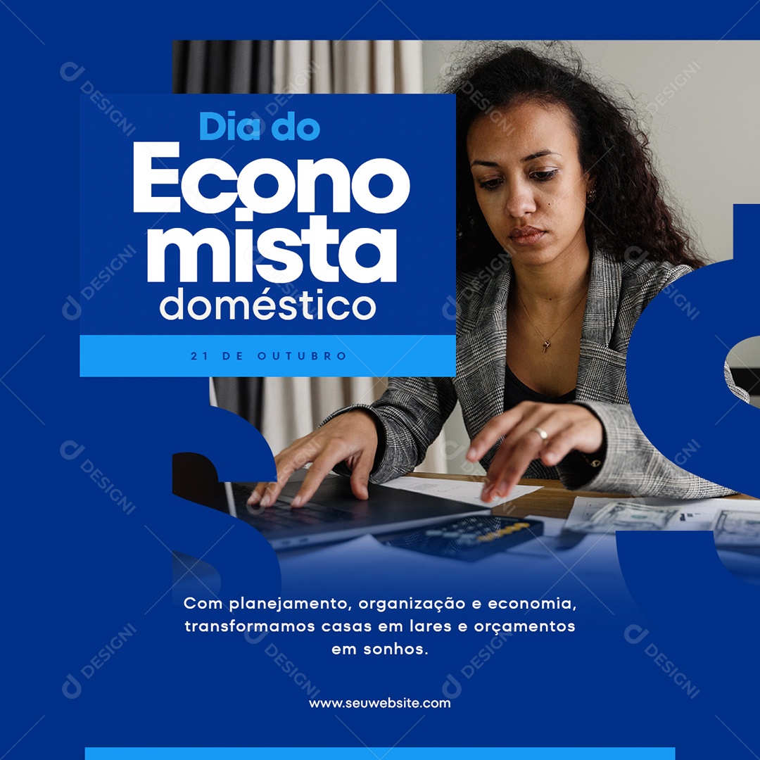 Dia Do Economista Doméstico 21 De Outubro Social Media PSD Editável