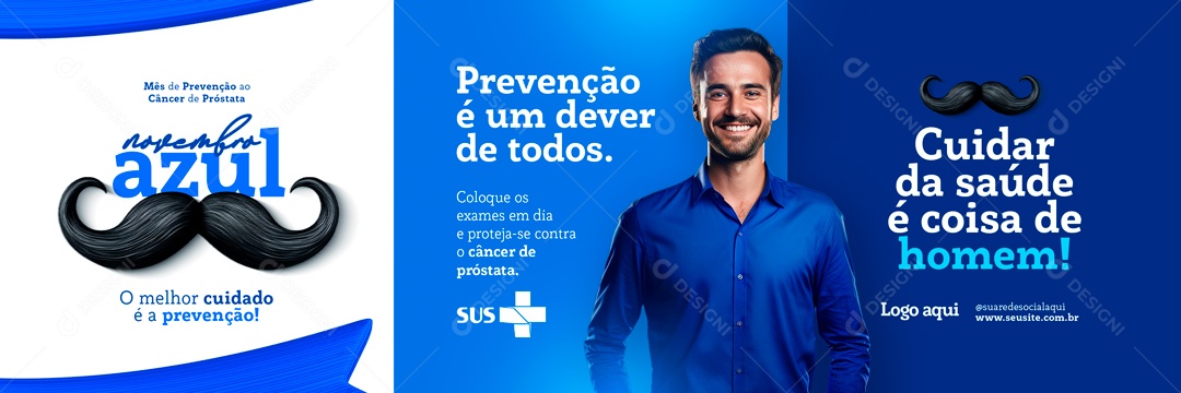 Social Media Banner Novembro Azul Cuidado é a Prevenção PSD Editável