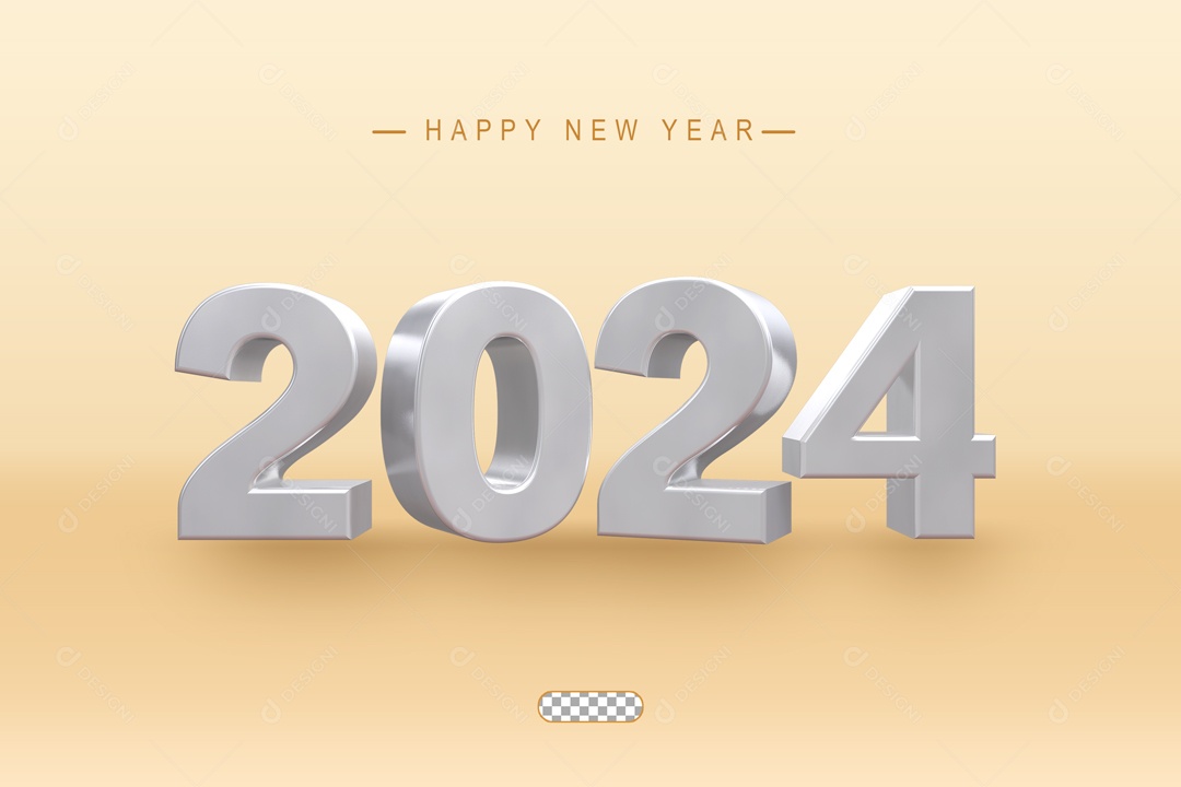 Número 2024 Branco de Ano Novo Elemento 3D para Composição PSD
