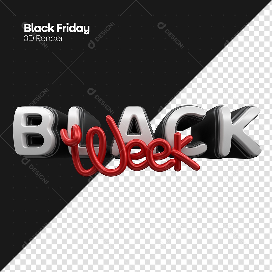 Selo 3D Black Friday Black Week Para Composição PSD