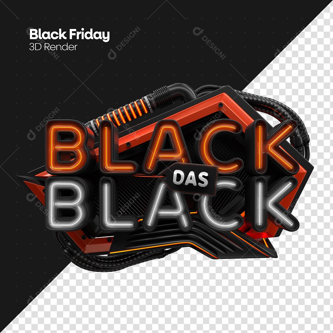 Selo 3D Black das Black Blaxk Friday Para Composição PSD
