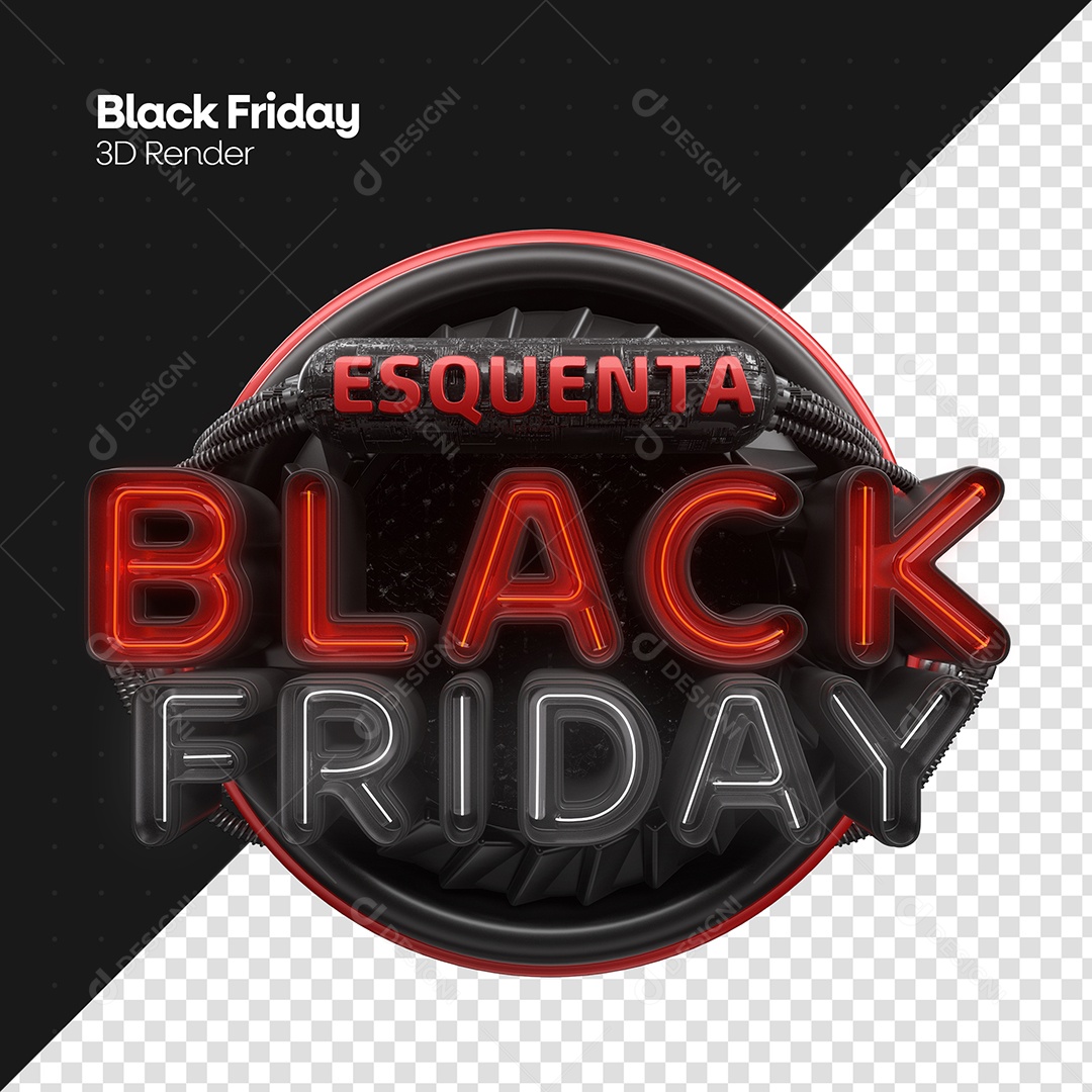 Esquenta Black Friday Selo 3D Para Composição PSD