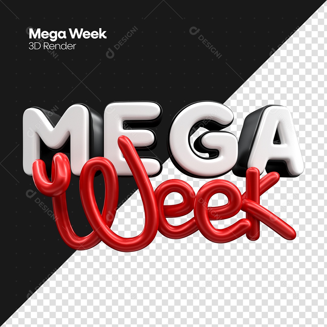 Selo 3D Mega Week Para Composição PSD