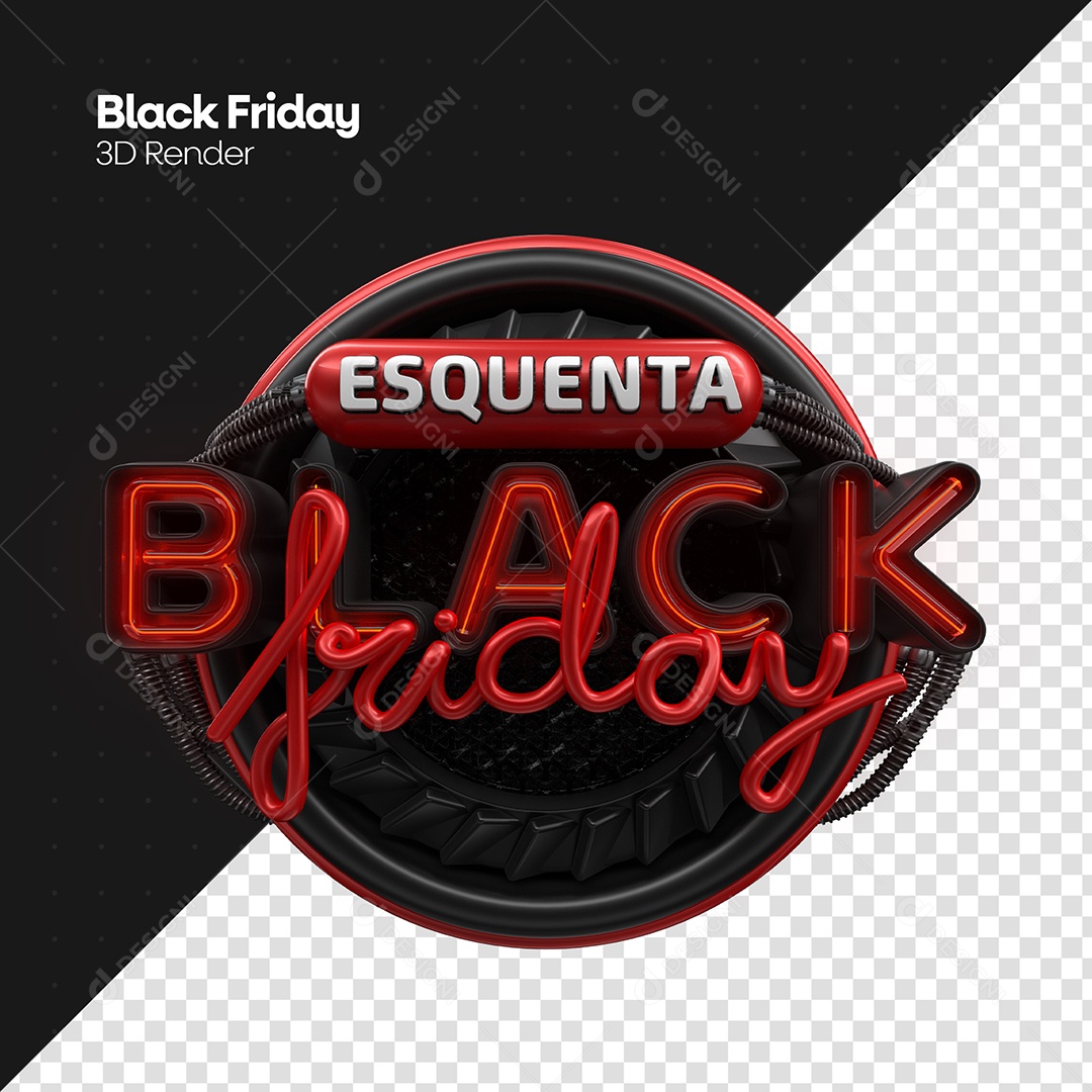Esquenta Black Friday Selo 3D Para Composição PSD