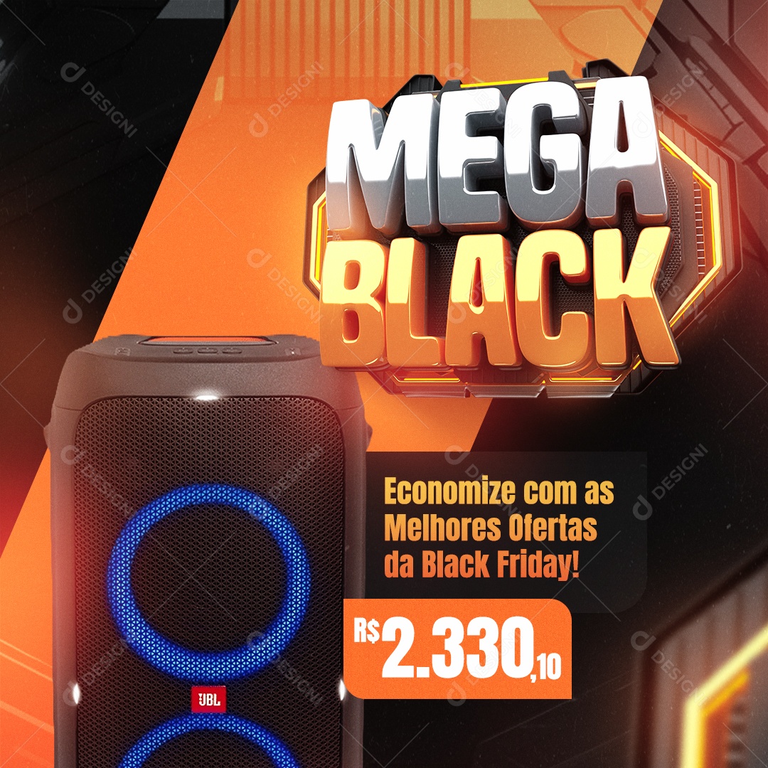 Black Friday Caixa de Som Economize com as Melhores Ofertas Loja de Eletrônicos Social Media PSD Editável
