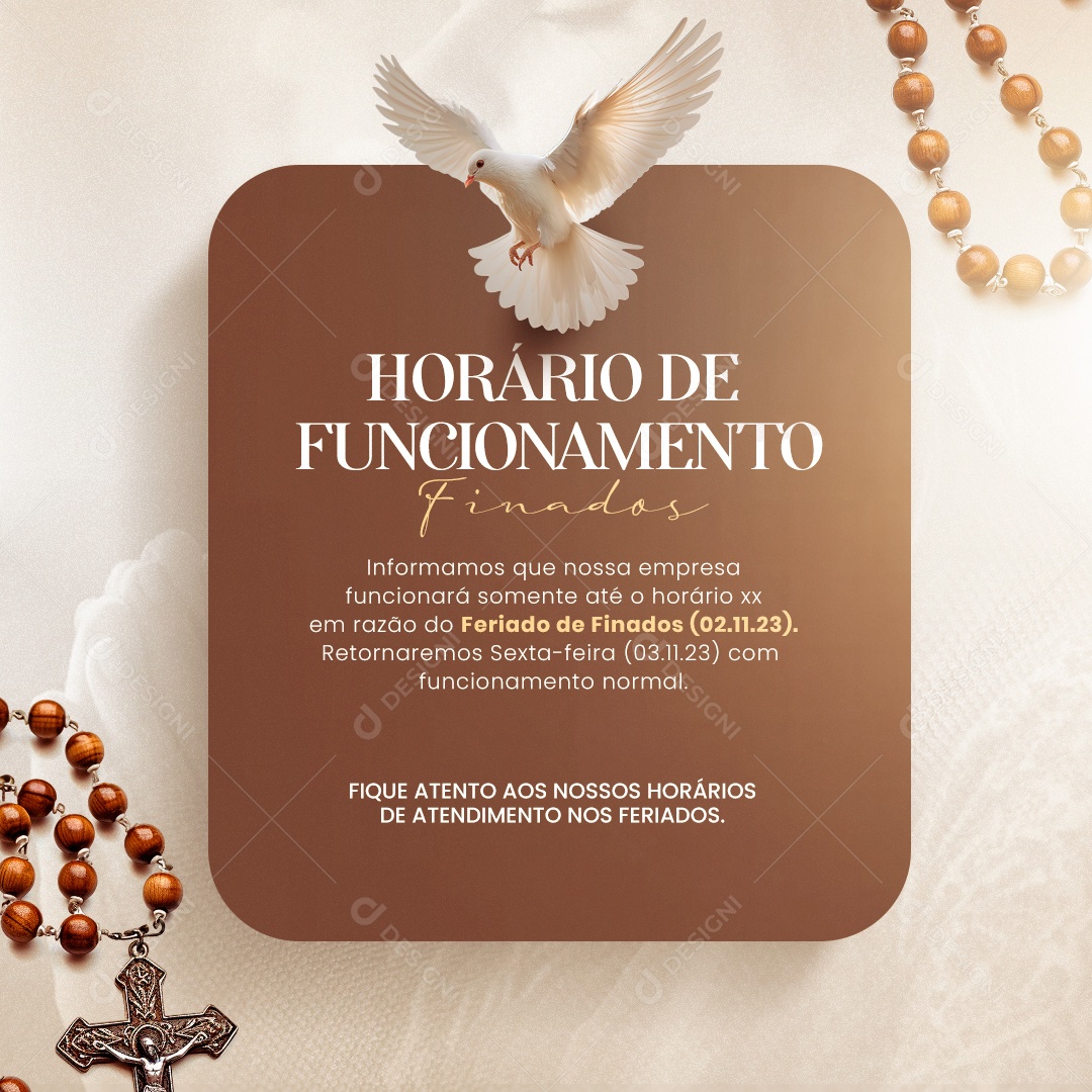 Horário De Funcionamento Finados Feriado Social Media PSD Editável