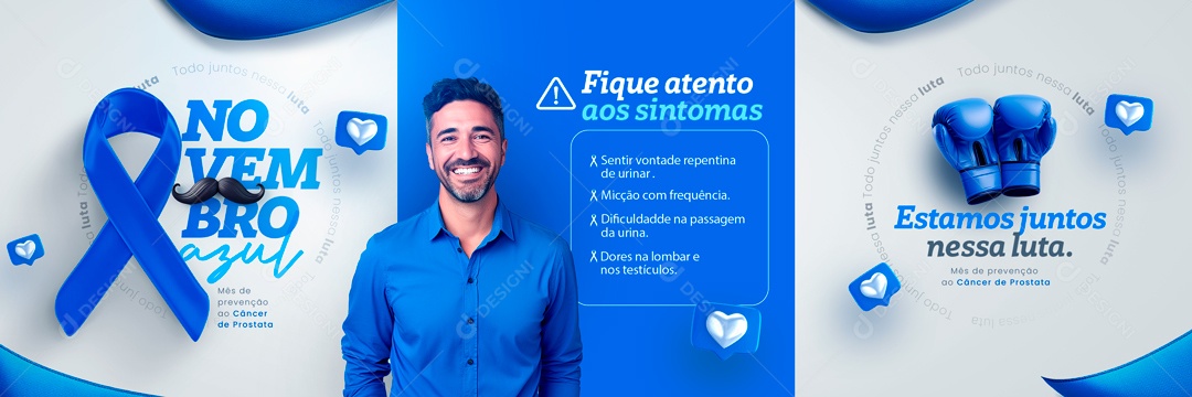 Social Media Banner Novembro Azul Estamos Juntos PSD Editável