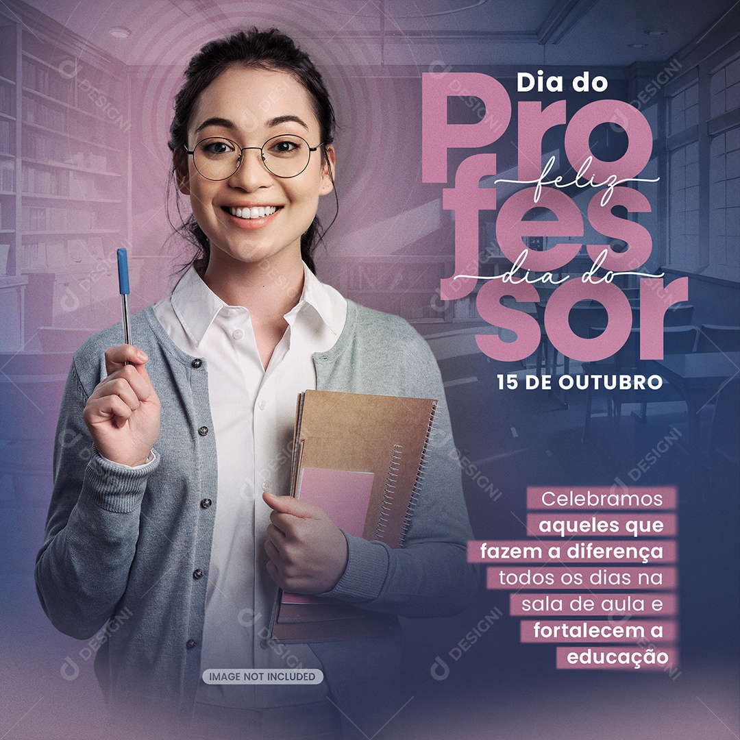 Social Media Fazem a Diferença Feliz Dia Do Professor PSD Editável