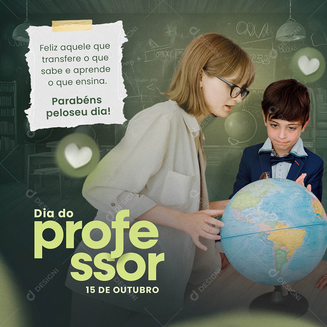 Social Media Dia Do Professor 15 De Outubro Parabéns PSD Editável