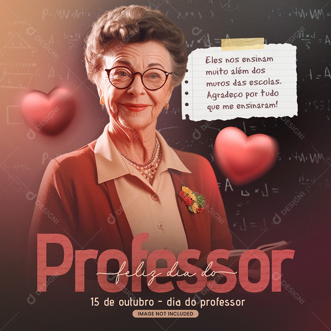 Feliz Dia Do Professor Ensinam Muito Social Media PSD Editável