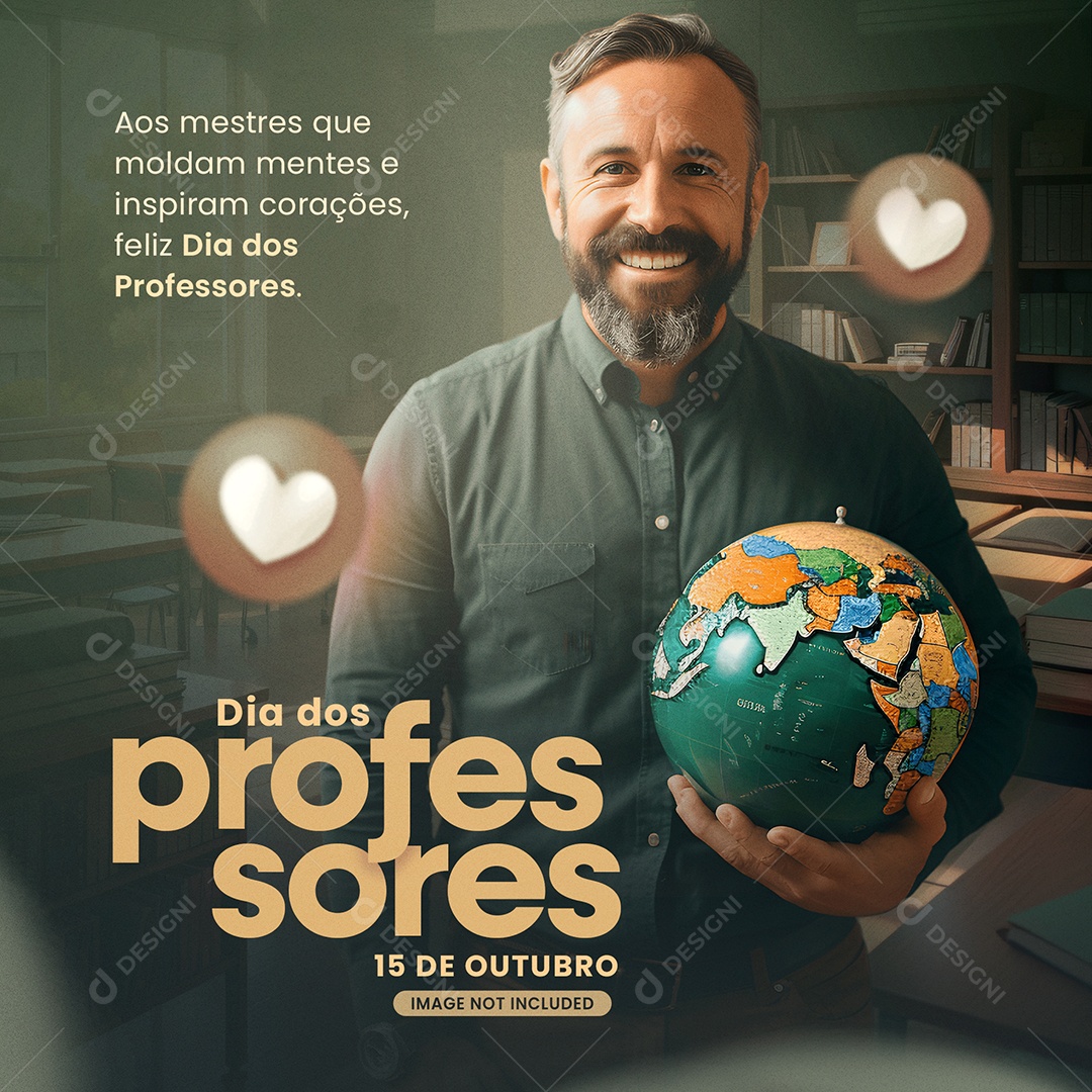 Dia Dos Professores 15 De Outubro Mestres Que Moldam Social Media PSD Editável