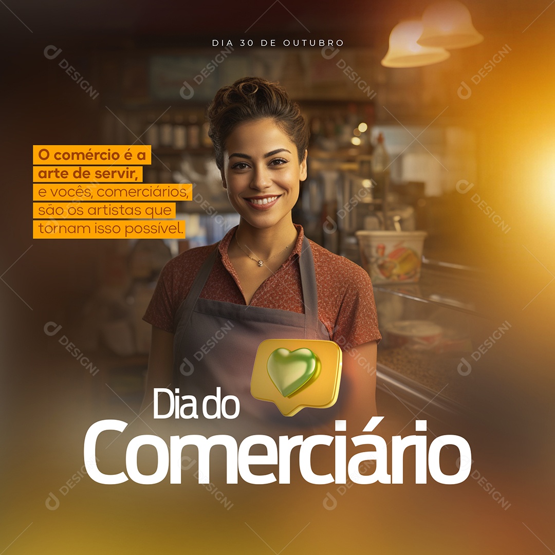 Dia do Comerciário 30 de Outubro Social Media PSD Editável