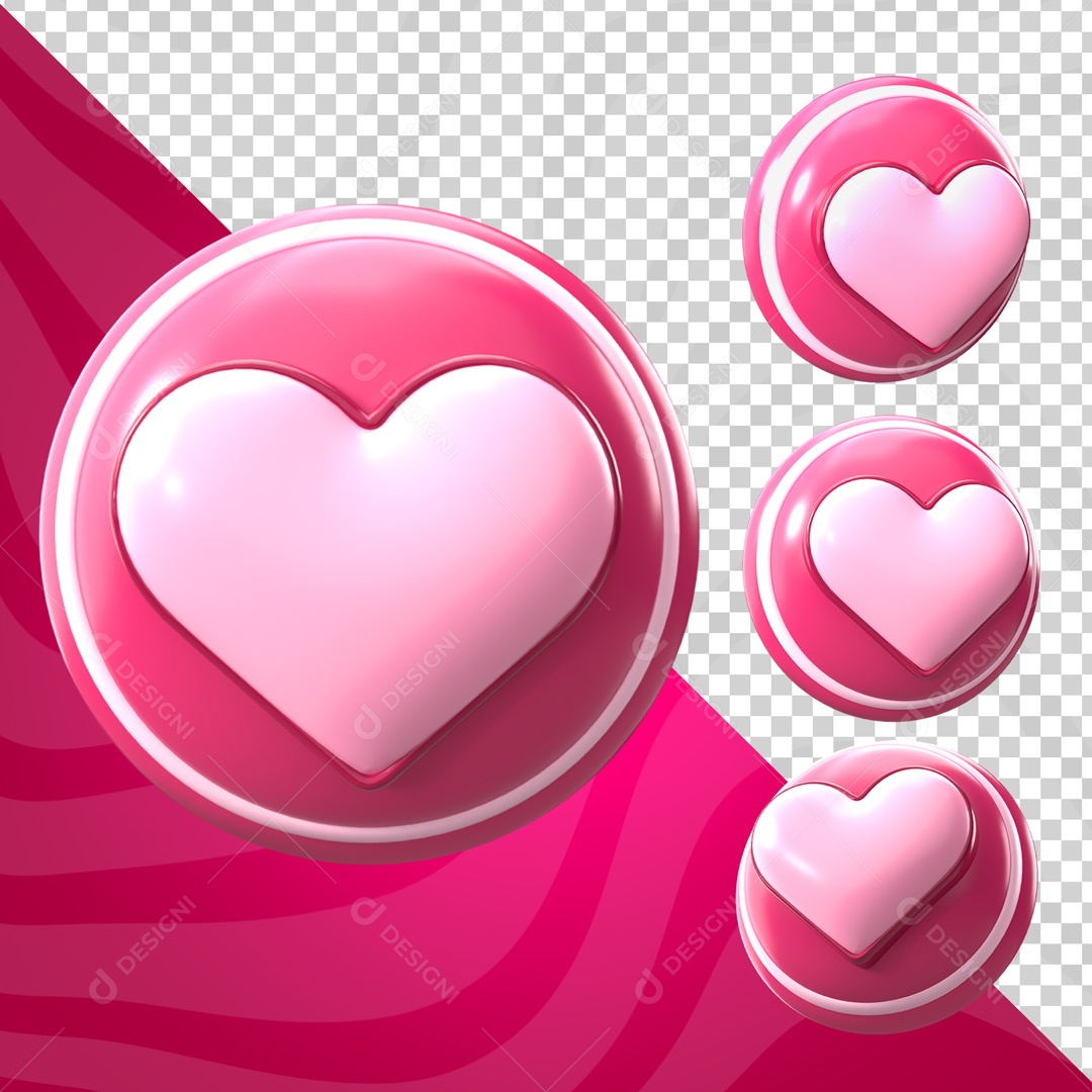 Elemento 3D Coração Rosa Para Composição PSD