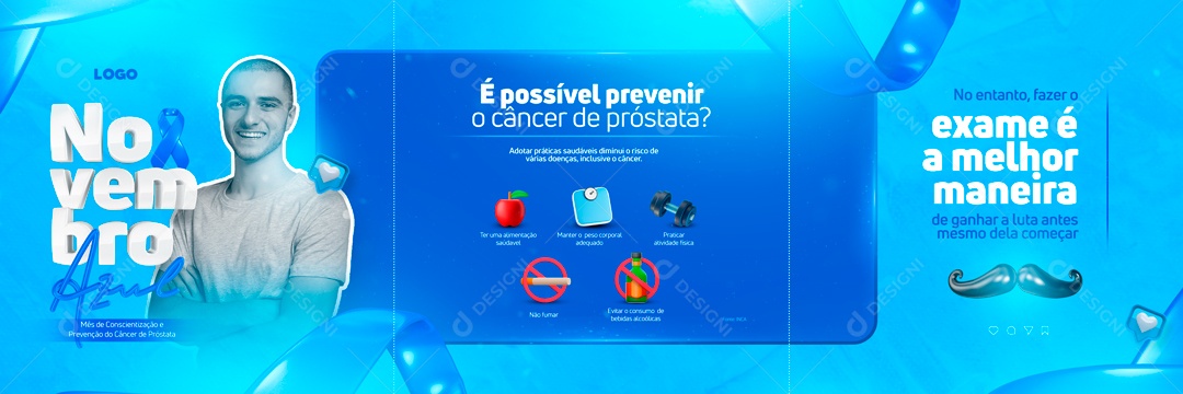 Carrossel Novembro Azul Fazer o Exame é a Melhor Maneira Social Media PSD Editável