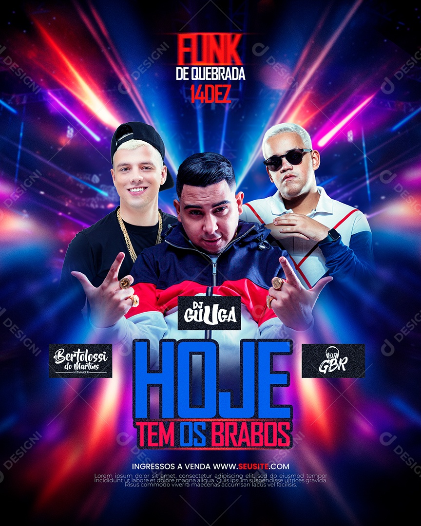 Flyer Feed Hoje Tem Os Brabos Funk De Quebrada Social Media PSD Editável