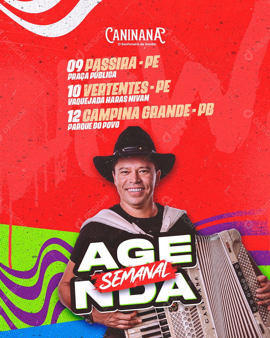 Flyer Feed Agenda Semanal Caninana Social Media PSD Editável