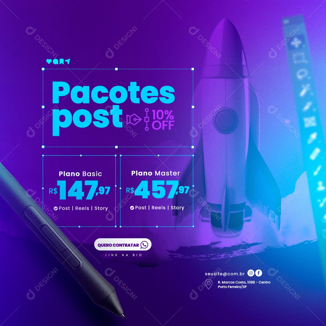 Designer Gráfico Pacotes Post 10% Off Social Media PSD Editável