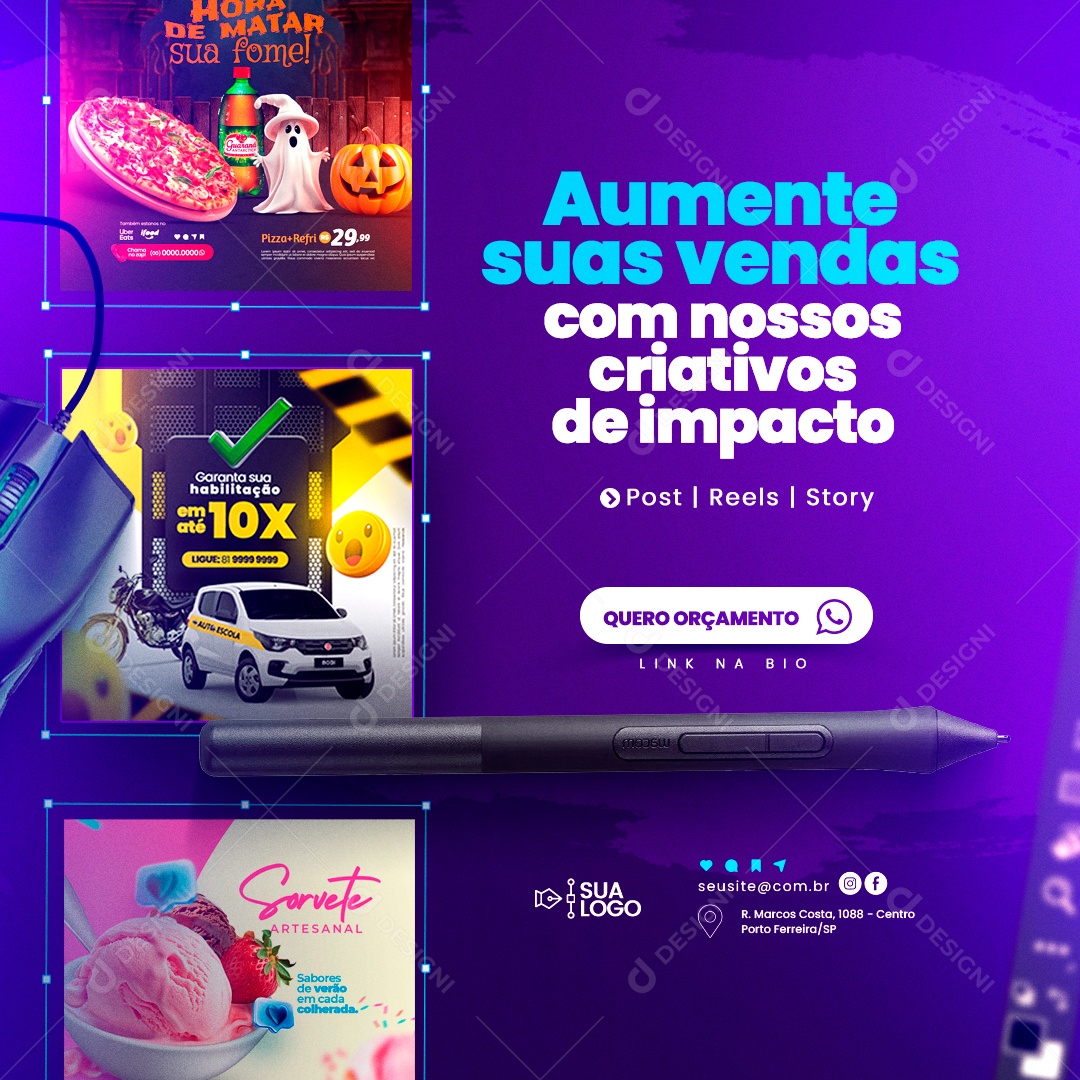 Designer Gráfico Aumente suas Vendas com Nossos Criativos de Impacto Social Media PSD Editável