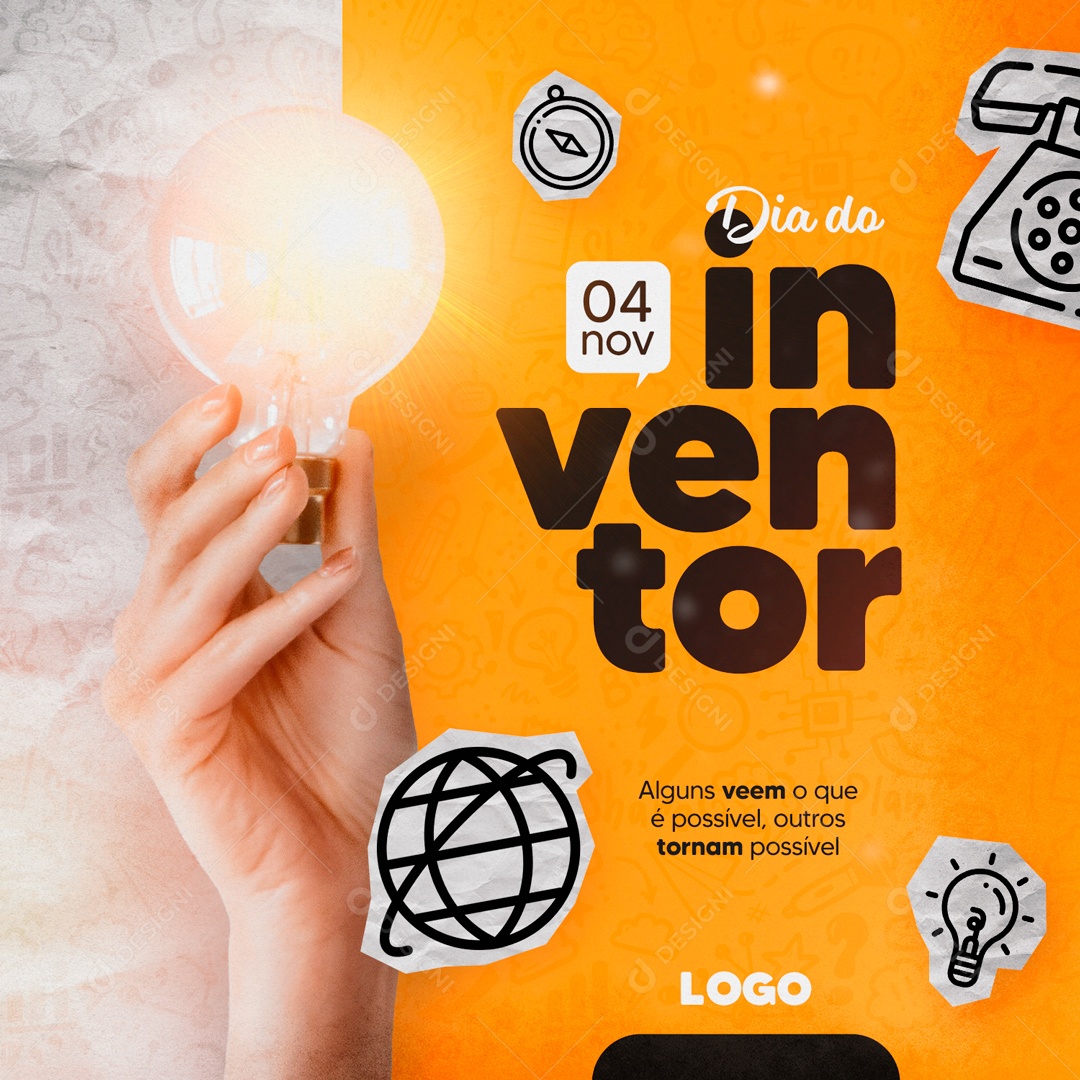 Dia Do Inventor 04 De Novembro Social Media PSD Editável