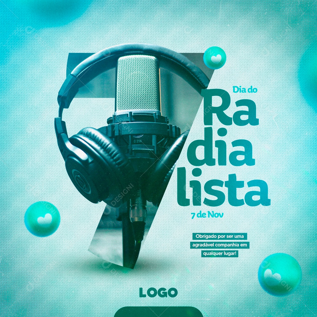 Social Media Dia Do Radialista 07 De Novembro Agradável Companhia PSD Editável