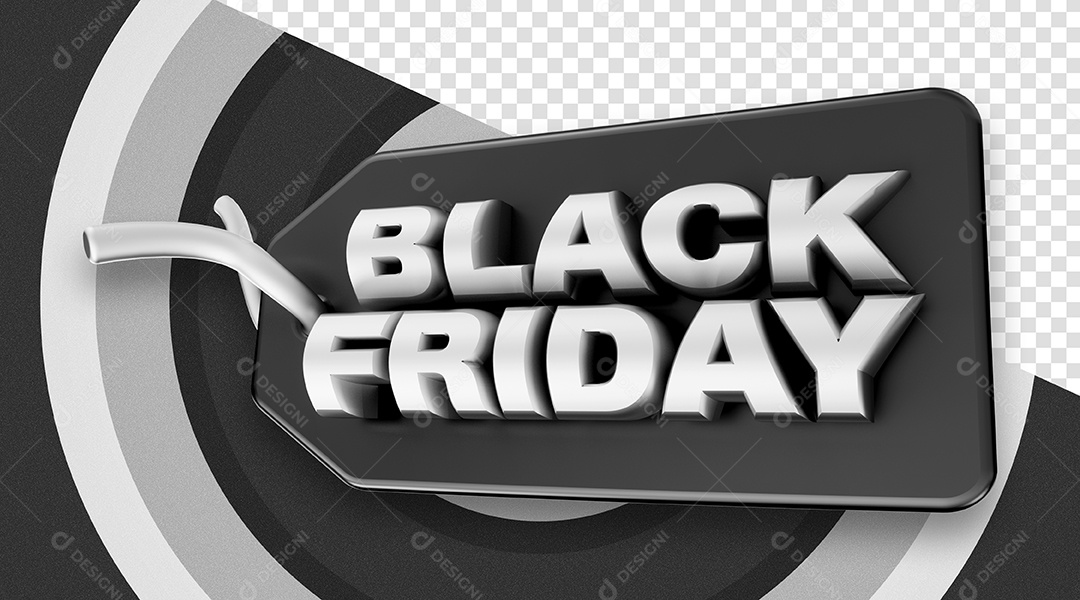 Black Friday Etiqueta Selo 3D Preto Cinza para Composição PSD