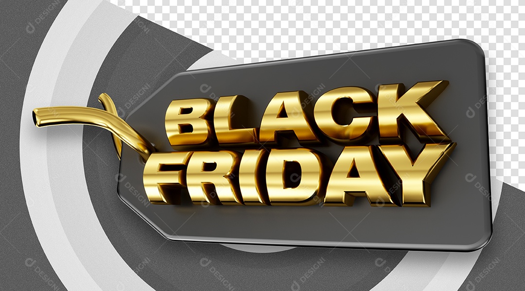 Black Friday Entiqueta Selo 3D Preto Cinza para Composição PSD