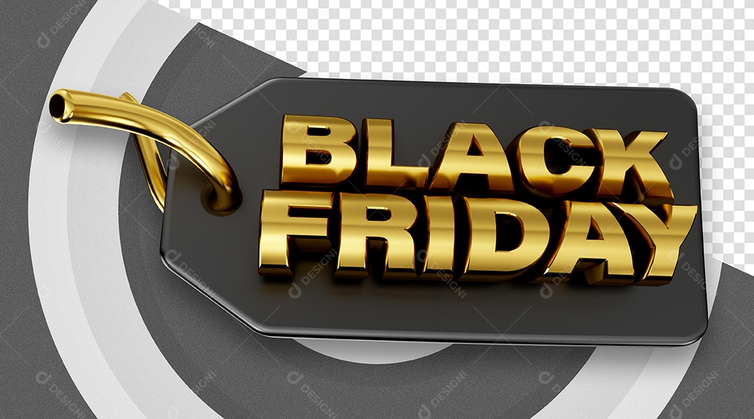 Black Friday Etiqueta Selo 3D Dourado para Composição PSD