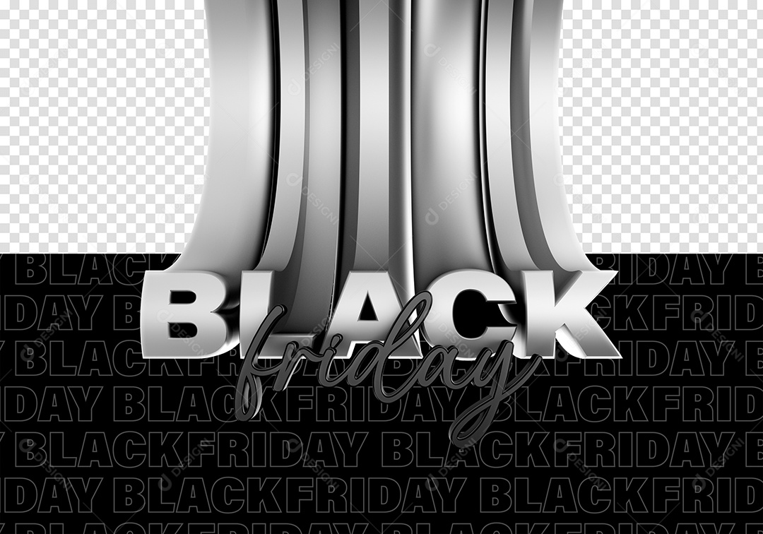 Black Friday Etiqueta Selo 3D Cinza para Composição PSD