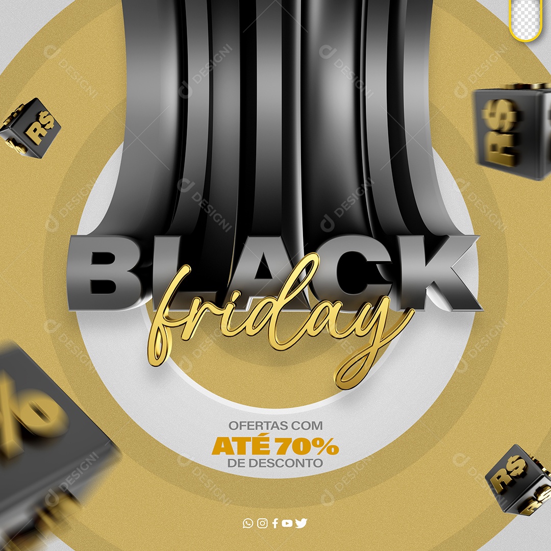 Feed Black Friday Ofertas com Até 70% de Desconto Social Media PSD Editável